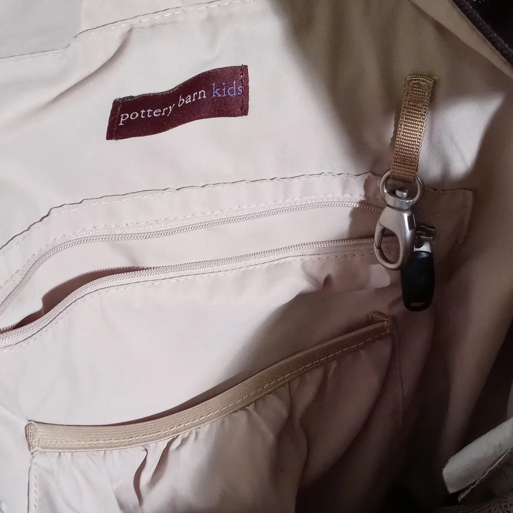 Women's Pottery Barn Kids chocolate brown zip top diaper tote 20